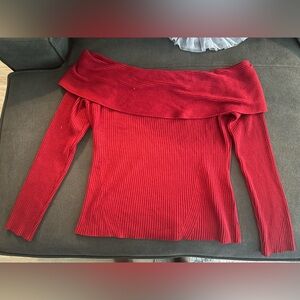 Banana Republic Vibrant Red Off-Shoulder Sweater